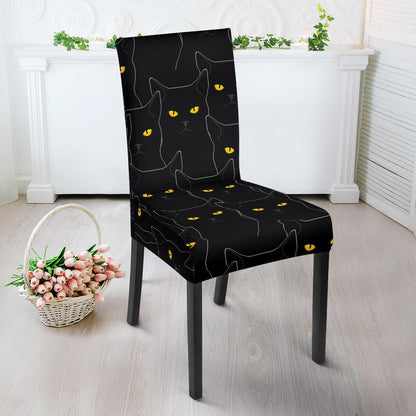Black Cat Yellow Eyes Print Pattern Dinning Chair Slipper-JTAMIGO.COM