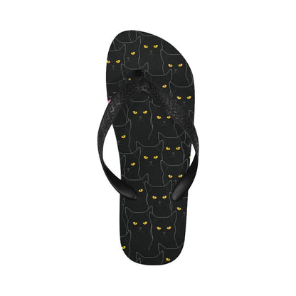 Black Cat Yellow Eyes Print Pattern Flip Flops-JTAMIGO.COM