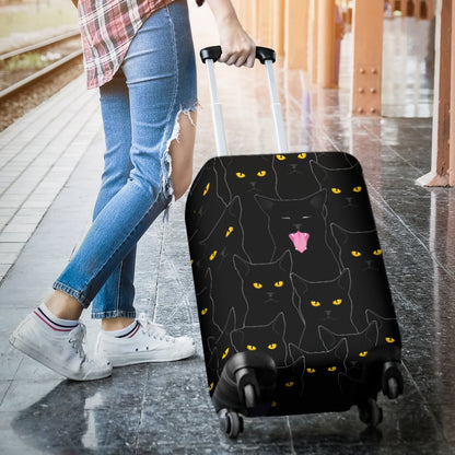 Black Cat Yellow Eyes Print Pattern Luggage Cover Protector
