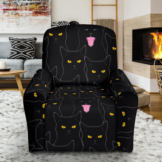 Black Cat Yellow Eyes Print Pattern Single Sofa Slipcover -JTAMIGO.COM