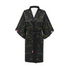 Black Cat Yellow Eyes Print Pattern Women Short Kimono Robe
