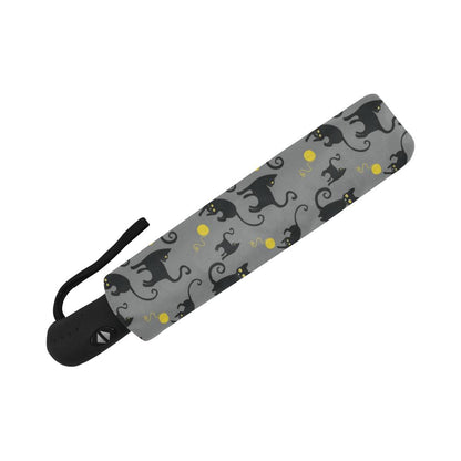 Black Cat Yellow Yarn Print Pattern Automatic Foldable Umbrella