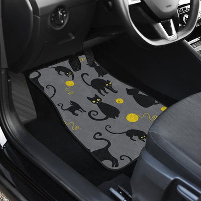 Black Cat Yellow Yarn Print Pattern Car Floor Mats