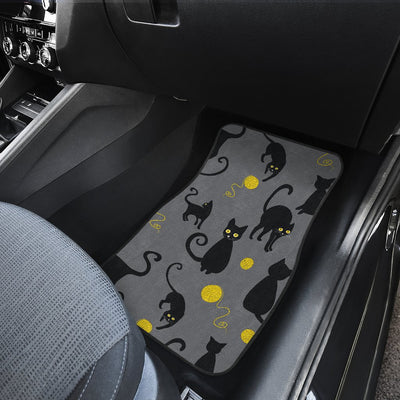 Black Cat Yellow Yarn Print Pattern Car Floor Mats