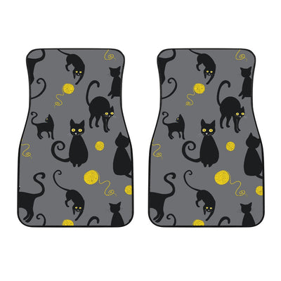 Black Cat Yellow Yarn Print Pattern Car Floor Mats