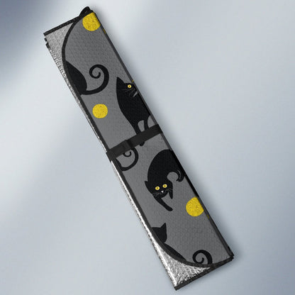 Black Cat Yellow Yarn Print Pattern Car Sun Shade For Windshield