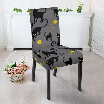 Black Cat Yellow Yarn Print Pattern Dinning Chair Slipper-JTAMIGO.COM
