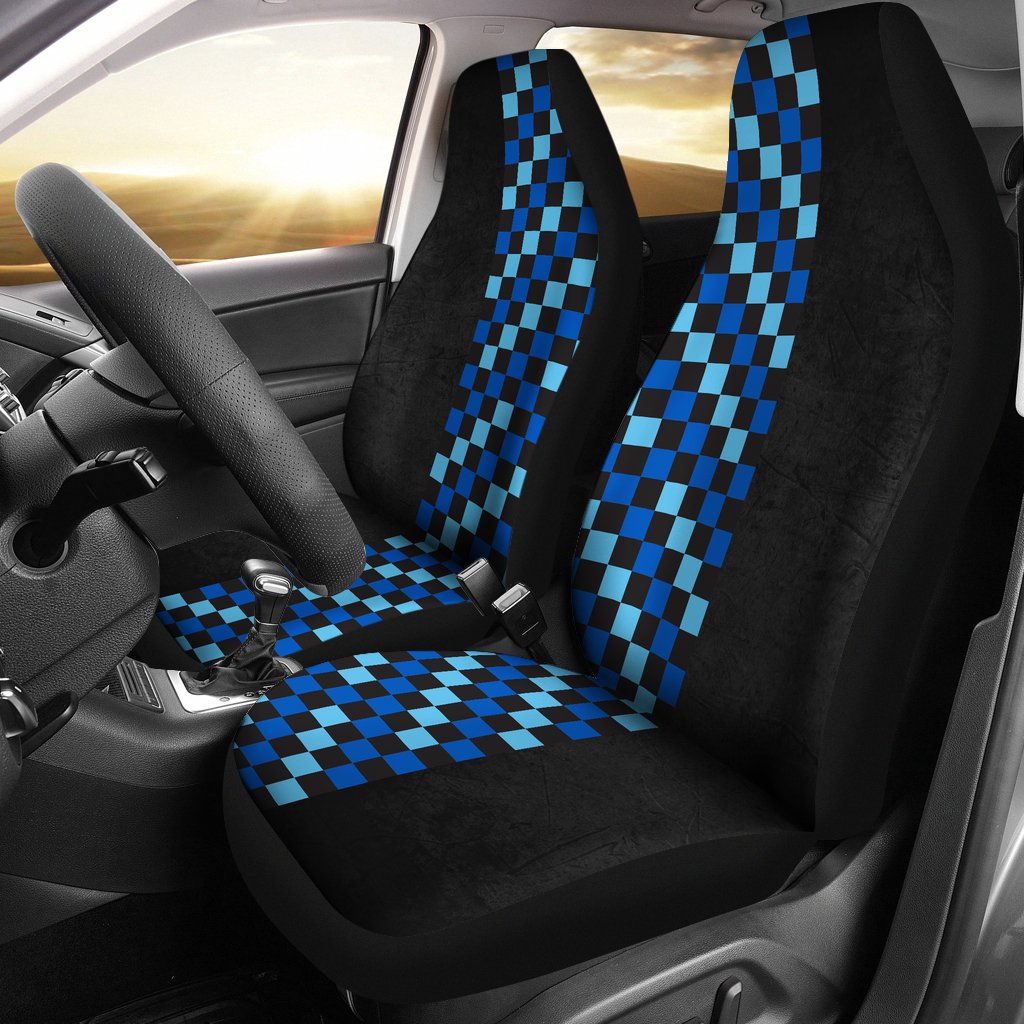 Blue Check Print Universal Fit Car Seat Covers