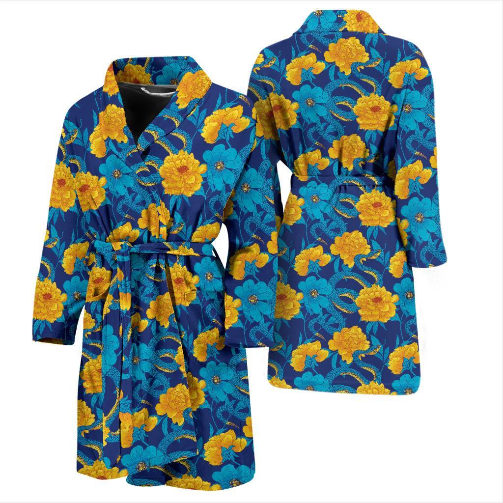 Boa Pattern Print Design 01 Men Bathrobe-JORJUNE.COM