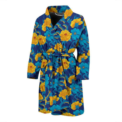 Boa Pattern Print Design 01 Men Bathrobe-JORJUNE.COM