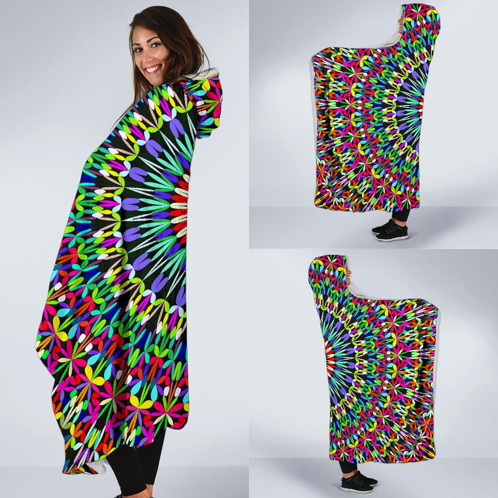 Bohemian Colorful Style Print Hooded Blanket-JTAMIGO.COM