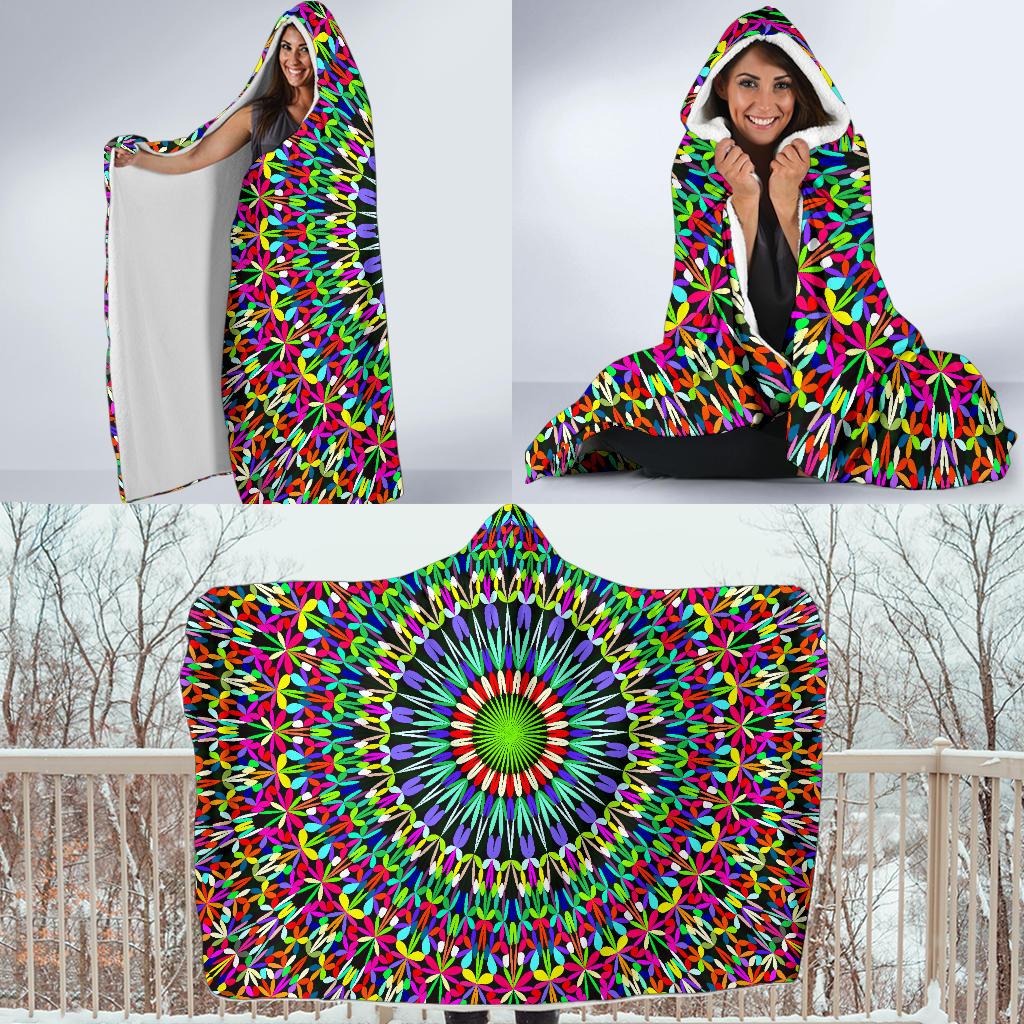Bohemian Colorful Style Print Hooded Blanket-JTAMIGO.COM