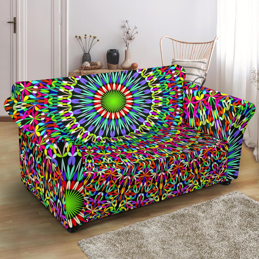Bohemian Colorful Style Print Loveseat Slipcover-JTAMIGO.COM