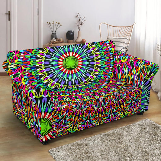 Bohemian Colorful Style Print Loveseat Slipcover-JTAMIGO.COM