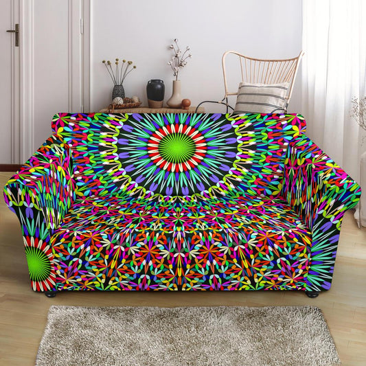 Bohemian Colorful Style Print Loveseat Slipcover-JTAMIGO.COM