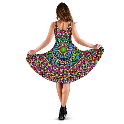 Bohemian Colorful Style Print Sleeveless Dress