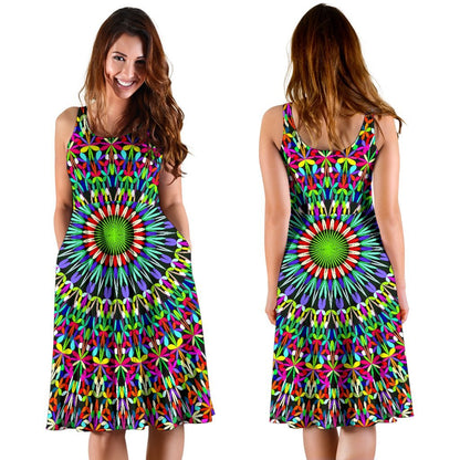 Bohemian Colorful Style Print Sleeveless Dress