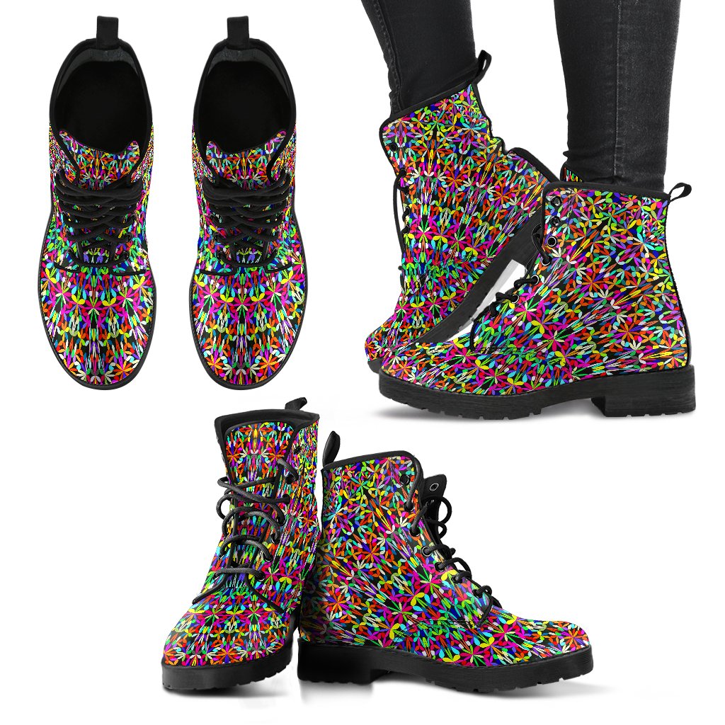 Bohemian Colorful Style Print Women Leather Boots-JTAMIGO.COM