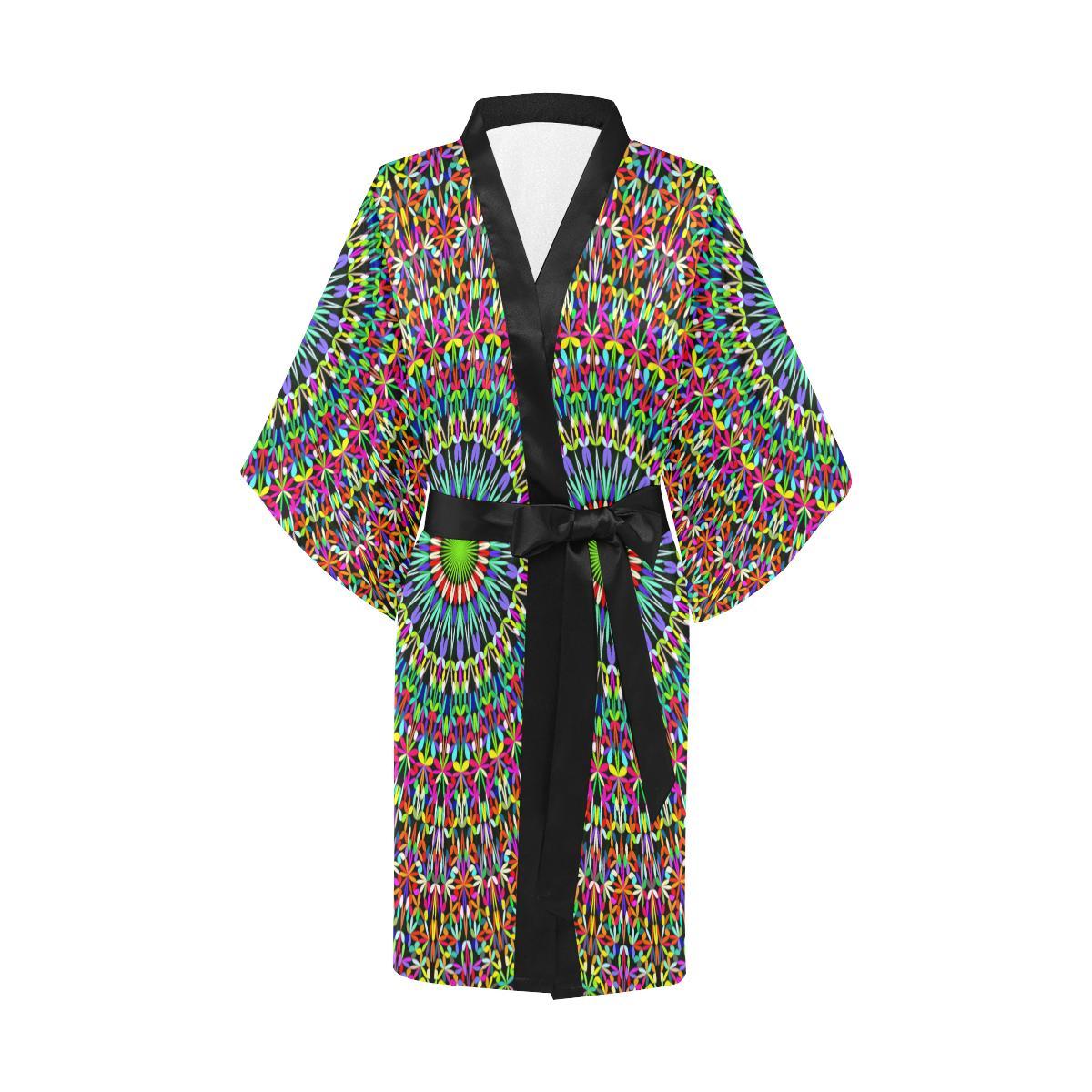 Bohemian Colorful Style Print Women Short Kimono Robe