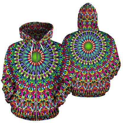 Bohemian Colorful Style Print Zip Up Hoodie