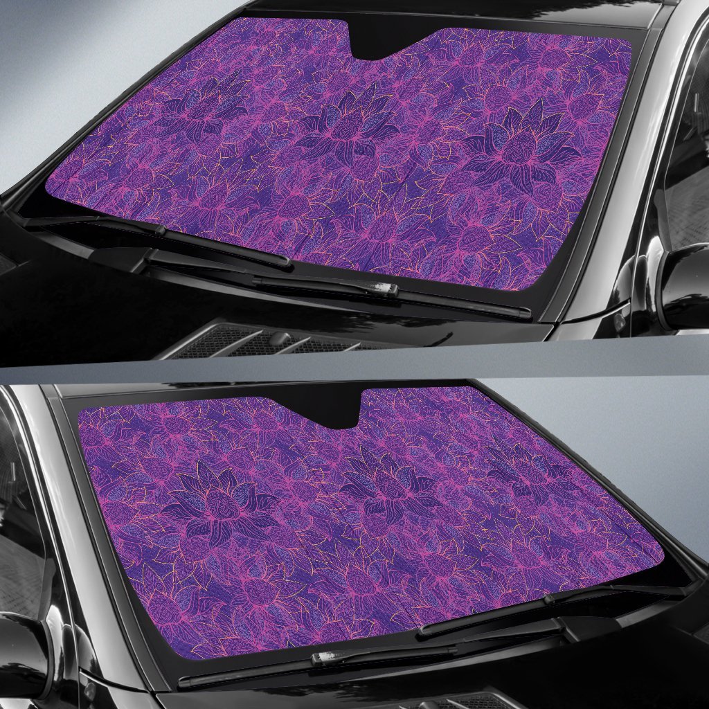 Bohemian Lotus Mandala Style Car Sun Shade For Windshield