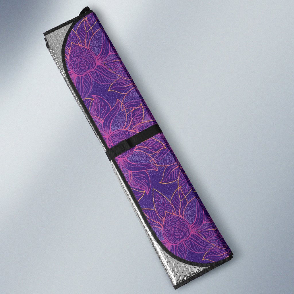 Bohemian Lotus Mandala Style Car Sun Shade For Windshield