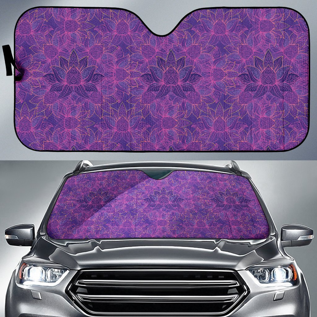 Bohemian Lotus Mandala Style Car Sun Shade For Windshield
