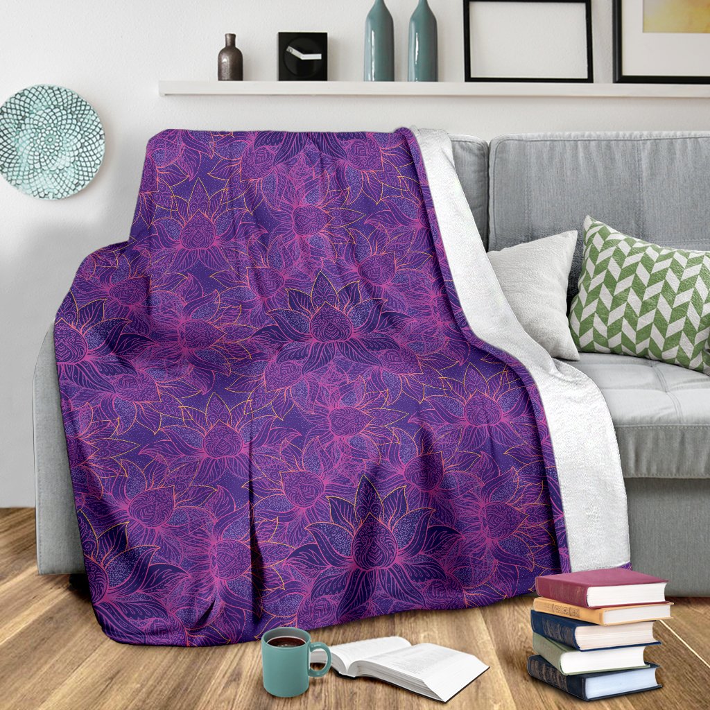 Bohemian Lotus Mandala Style Fleece Blanket