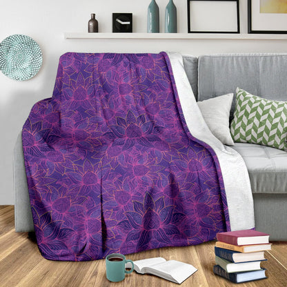 Bohemian Lotus Mandala Style Fleece Blanket