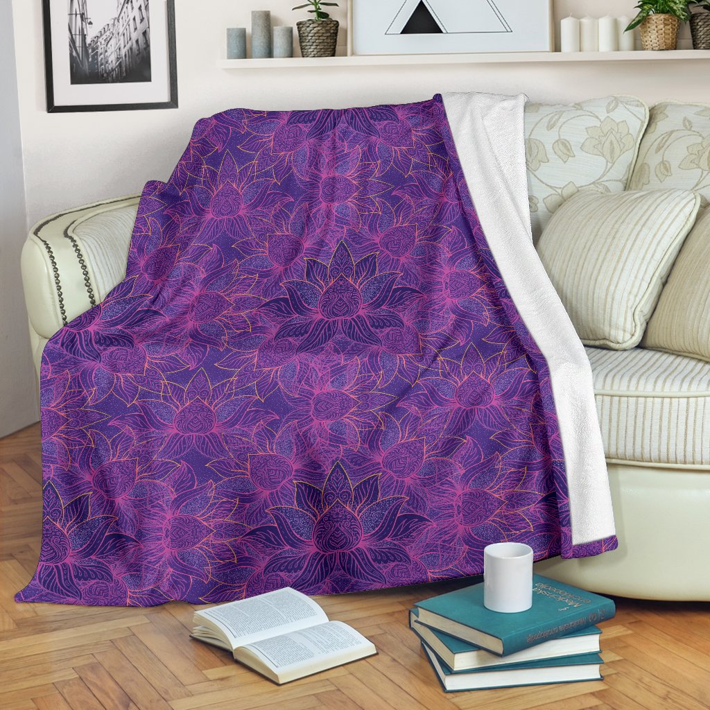 Bohemian Lotus Mandala Style Fleece Blanket