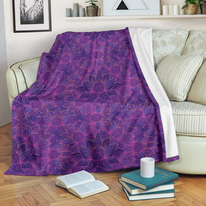 Bohemian Lotus Mandala Style Fleece Blanket
