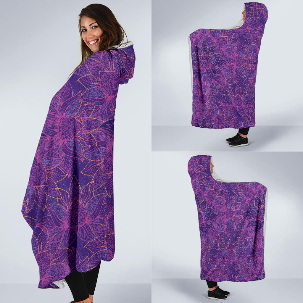 Bohemian Lotus Mandala Style Hooded Blanket-JTAMIGO.COM