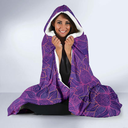 Bohemian Lotus Mandala Style Hooded Blanket-JTAMIGO.COM