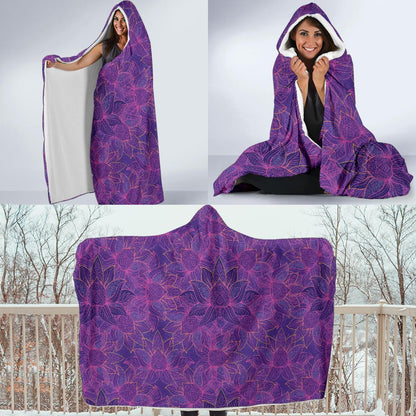 Bohemian Lotus Mandala Style Hooded Blanket-JTAMIGO.COM