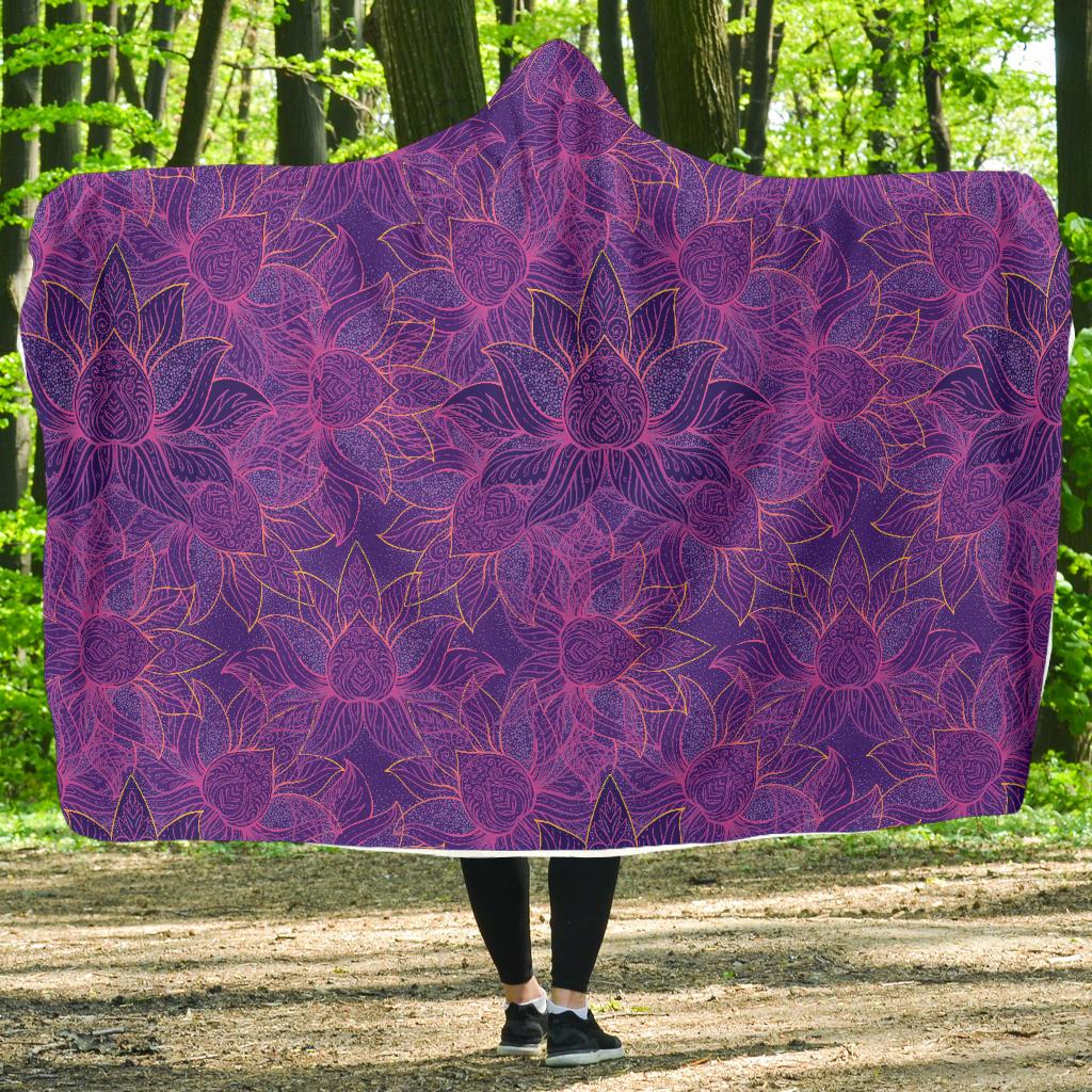 Bohemian Lotus Mandala Style Hooded Blanket-JTAMIGO.COM
