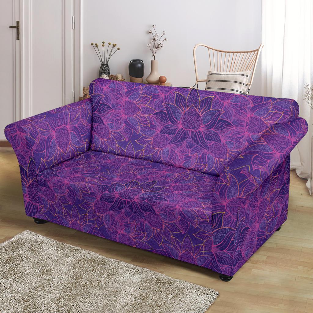 Bohemian Lotus Mandala Style Loveseat Slipcover-JTAMIGO.COM