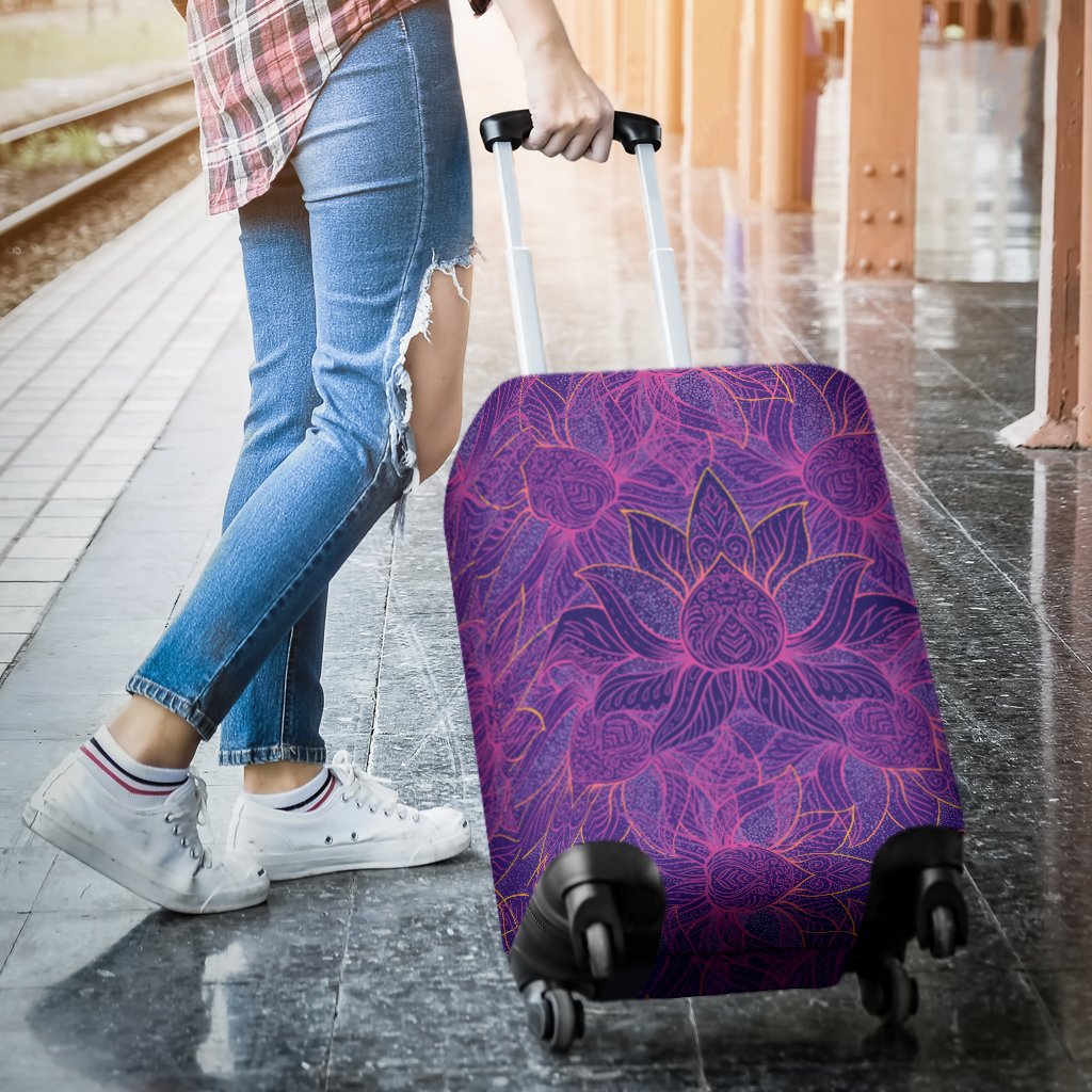 Bohemian Lotus Mandala Style Luggage Cover Protector