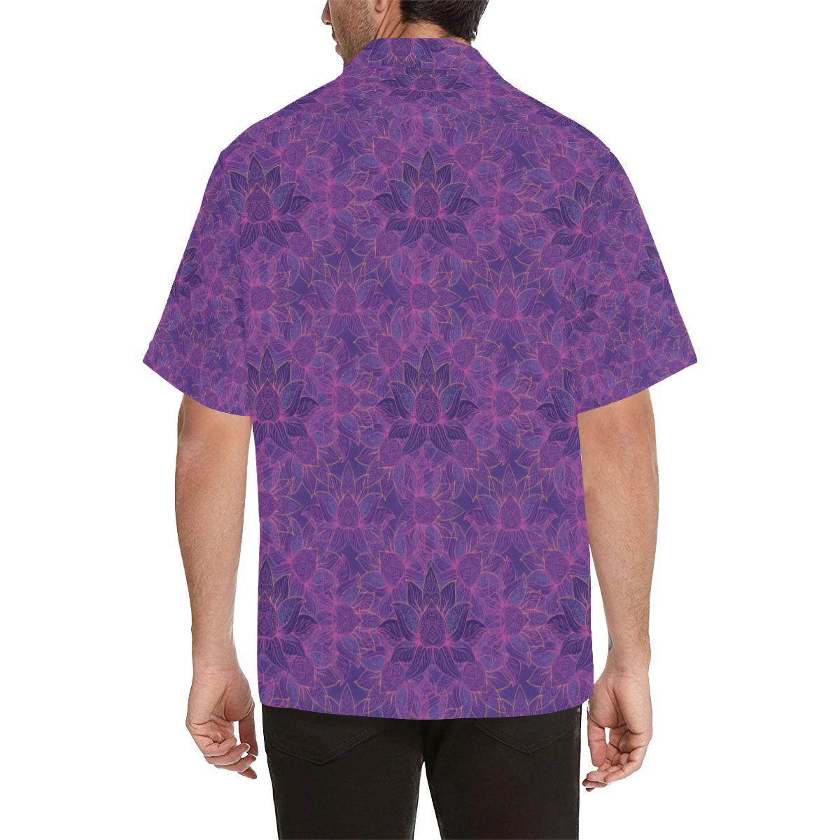 Bohemian Lotus Mandala Style Men Aloha Hawaiian Shirt