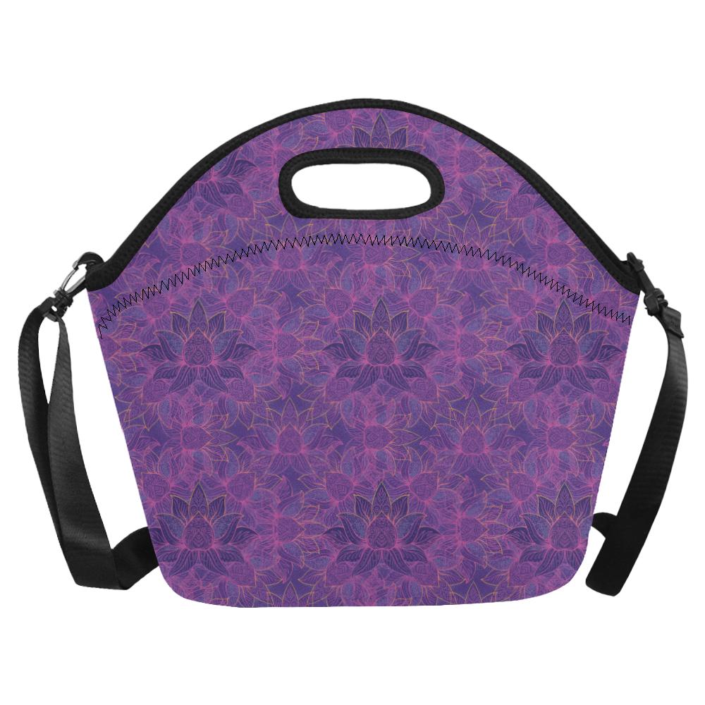 Bohemian Lotus Mandala Style Neoprene Lunch Bag (Model 1669)(Large)-JTAMIGO.COM