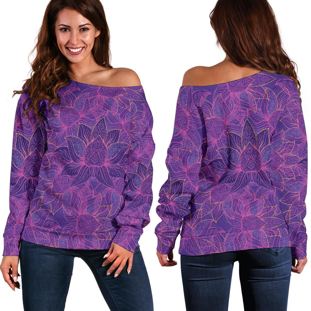 Bohemian Lotus Mandala Style Off Shoulder Sweatshirt