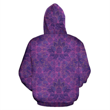 Bohemian Lotus Mandala Style Pullover Hoodie