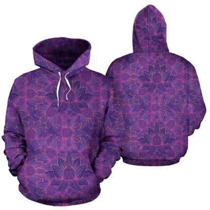 Bohemian Lotus Mandala Style Pullover Hoodie