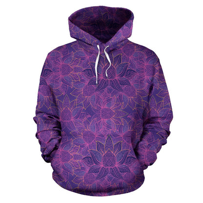 Bohemian Lotus Mandala Style Pullover Hoodie