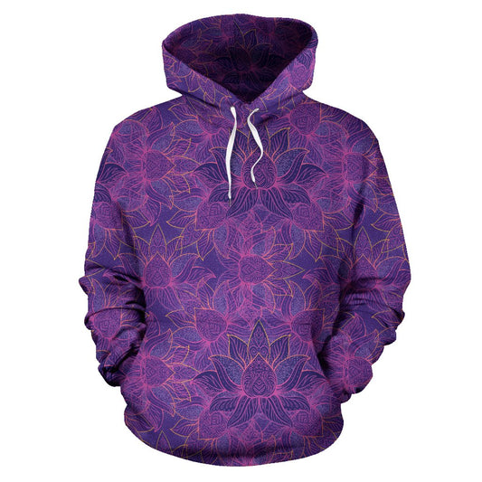 Bohemian Lotus Mandala Style Pullover Hoodie