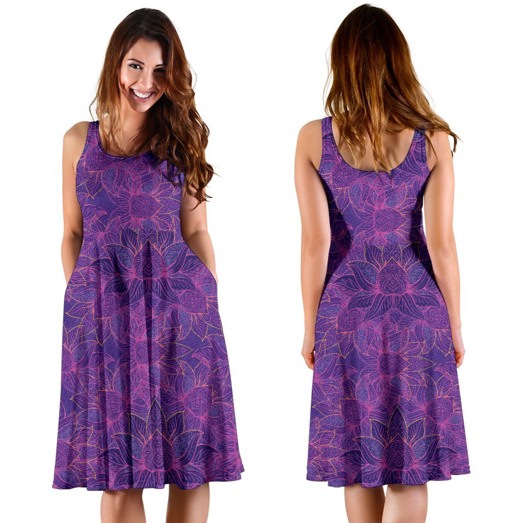 Bohemian Lotus Mandala Style Sleeveless Dress