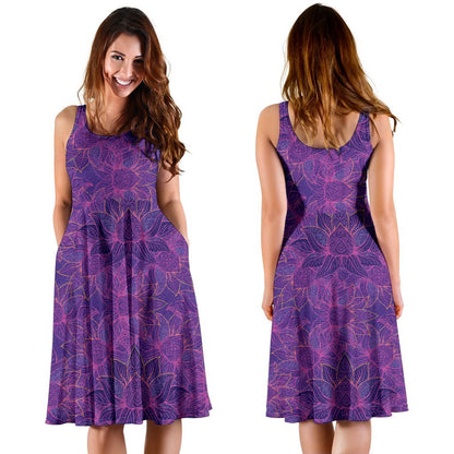 Bohemian Lotus Mandala Style Sleeveless Dress