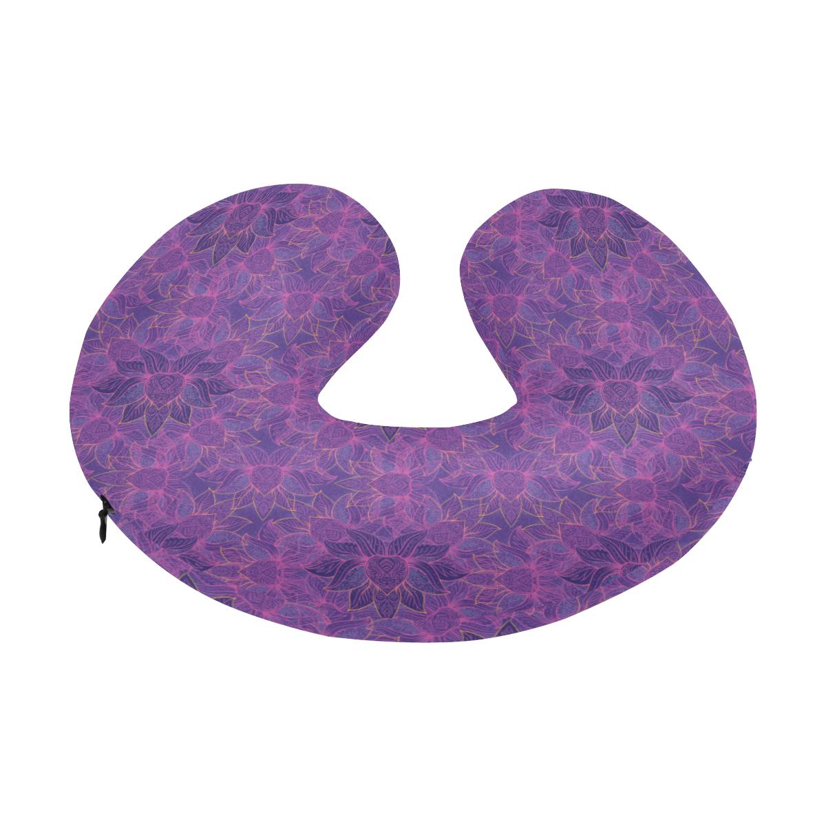 Bohemian Lotus Mandala Style U-Shaped Travel Neck Pillow-JTAMIGO.COM