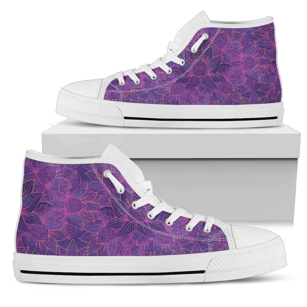 Bohemian Lotus Mandala Style Women High Top Shoes