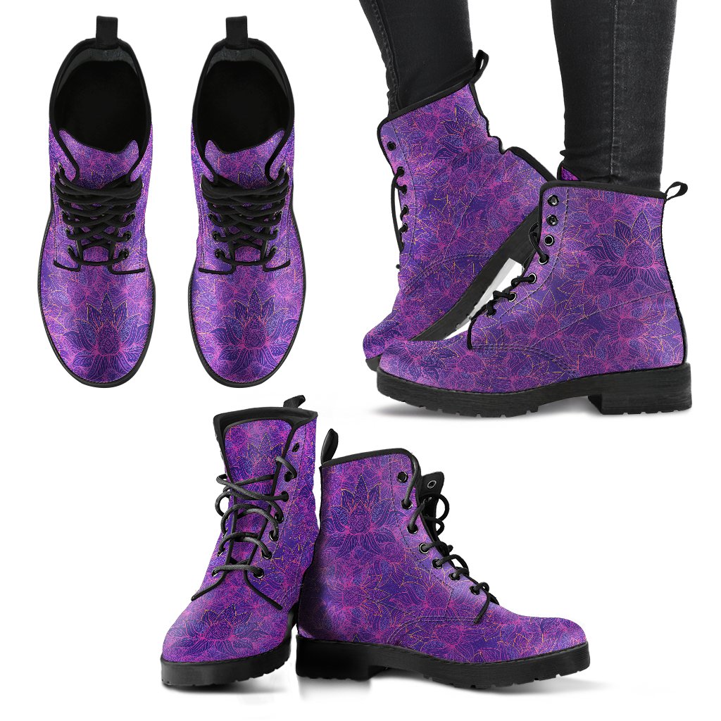 Bohemian Lotus Mandala Style Women Leather Boots-JTAMIGO.COM