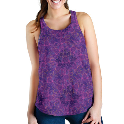 Bohemian Lotus Mandala Style Women Racerback Tank Top